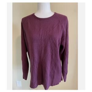 Sweet Romeo Women's Eggplant Modern Raglan Sleeve Pullover Sweater Size LARGE